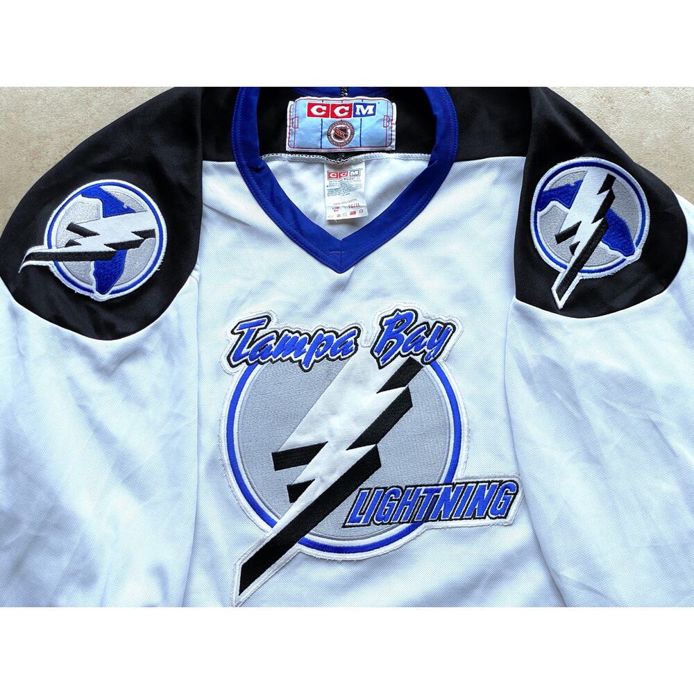 Tampa Bay Lightning 90s CCM Maska jersey XL white home Florida NHL hockey vtg